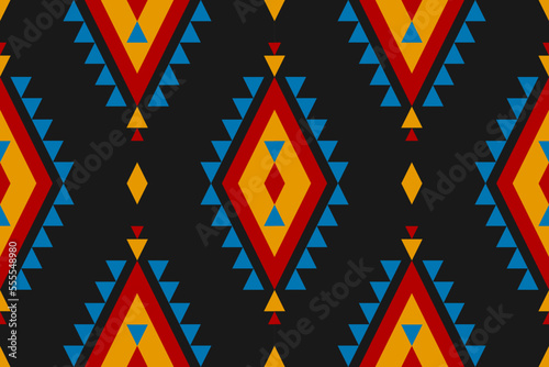 Fabric Aztec pattern background. Geometric ethnic oriental seamless pattern traditional. Mexican style. Design for wallpaper, illustration, fabric, clothing, carpet, textile, batik, embroidery.