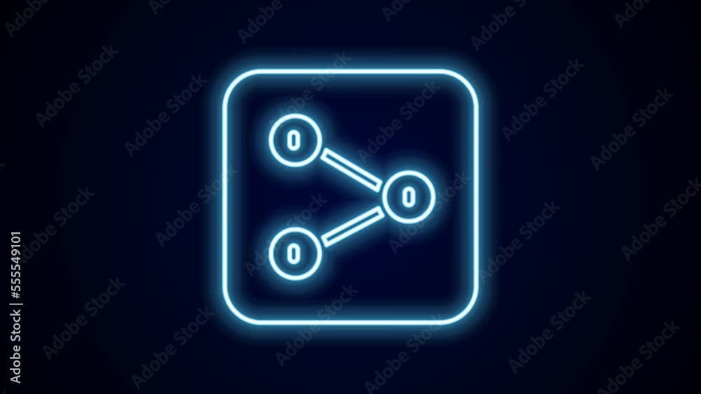 Glowing neon line Share icon isolated on black background. Share, sharing, communication pictogram, social media, connection, network. 4K Video motion graphic animation Glowing neon line Share icon isolated on black background. Share, sharing, communication pictogram, social media, connection, network. 4K Video motion graphic animation