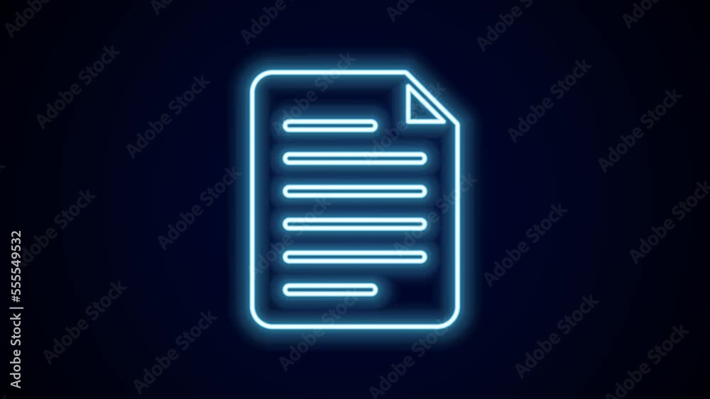 Glowing neon line File document icon isolated on black background. Checklist icon. Business concept. 4K Video motion graphic animation Glowing neon line File document icon isolated on black background. Checklist icon. Business concept. 4K Video motion graphic animation