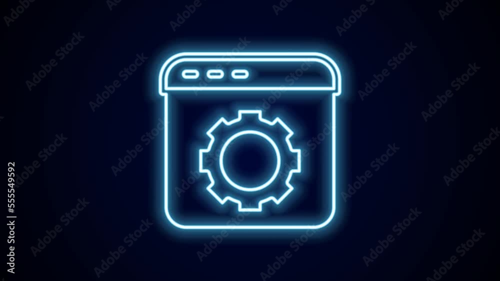 Glowing neon line Browser setting icon isolated on black background. Adjusting, service, maintenance, repair, fixing. 4K Video motion graphic animation Glowing neon line Browser setting icon isolated on black background. Adjusting, service, maintenance, repair, fixing. 4K Video motion graphic animation