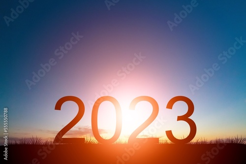 new year concept, 2023 numbers at nature background