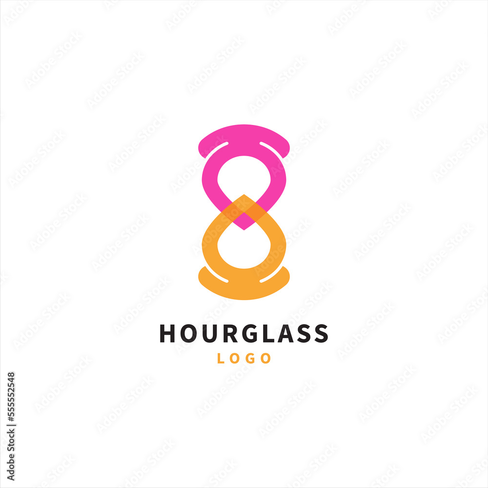 hourglass logo design with overlapping overlay color icon hourglass logo design with overlapping overlay color icon