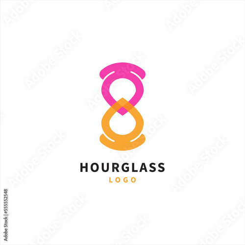 hourglass logo design with overlapping overlay color icon