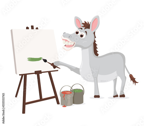 vector illustration of an artist donkey