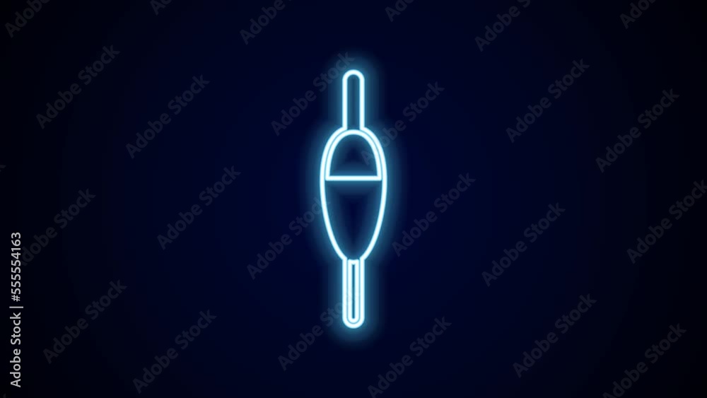 Glowing neon line Fishing float icon isolated on black background. Fishing tackle. 4K Video motion graphic animation Glowing neon line Fishing float icon isolated on black background. Fishing tackle. 4K Video motion graphic animation