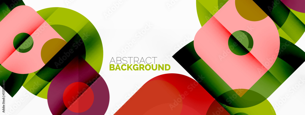 Colorful round shapes, circles and triangles background. Minimal geometric template for wallpaper, banner, presentation Colorful round shapes, circles and triangles background. Minimal geometric template for wallpaper, banner, presentation