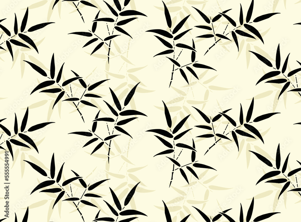 Motif desain daun bambu yang eksklusif dengan kombinasi corak motif jawa , Vector eps 10