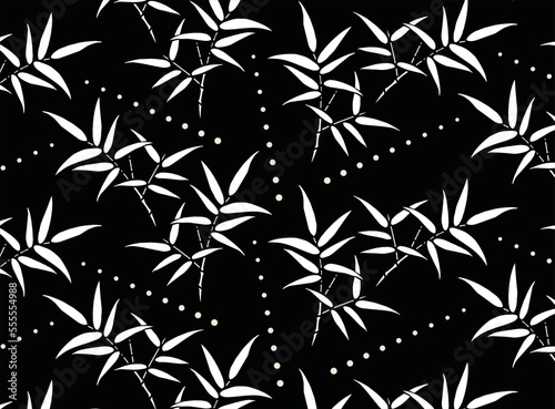 Motif desain daun bambu yang eksklusif dengan kombinasi corak motif jawa , Vector eps 10