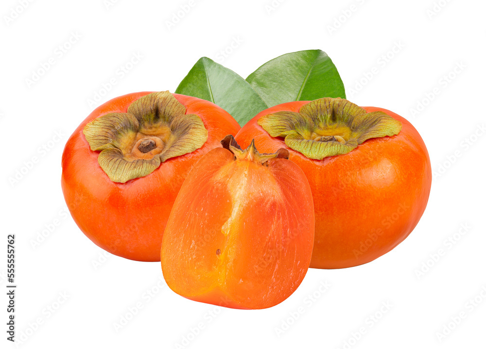 fresh ripe persimmons with leaf isolated on transparent png fresh ripe persimmons with leaf isolated on transparent png