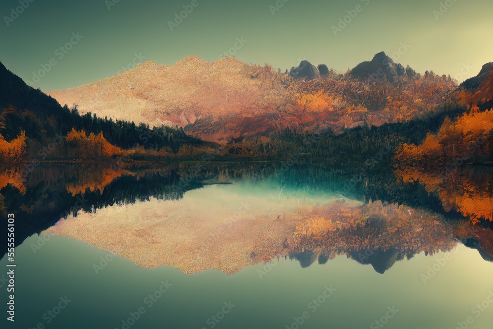 Obraz premium lake and mountains In Autmn 