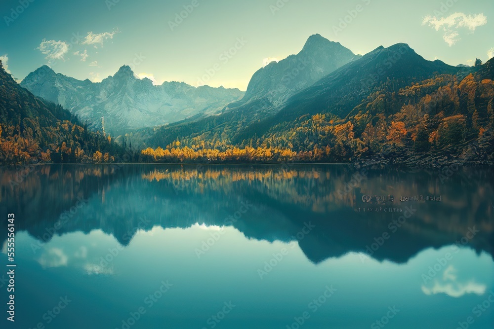 lake and mountains In Autmn 
