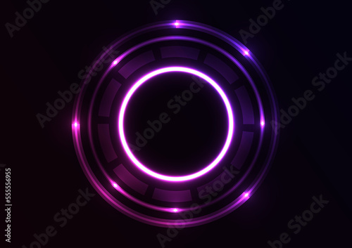 Neon circle purple light line background