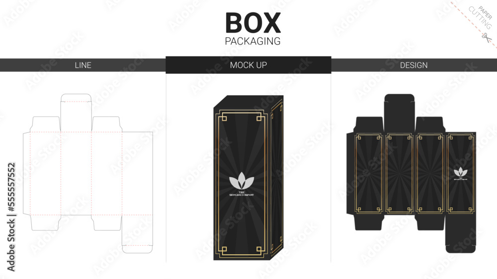 Foto Box packaging and mockup die cut template