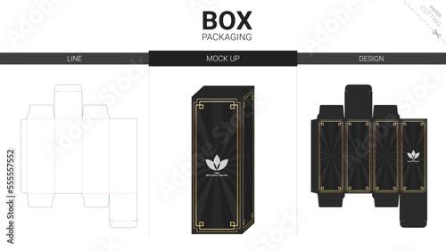 Box packaging and mockup die cut template	

