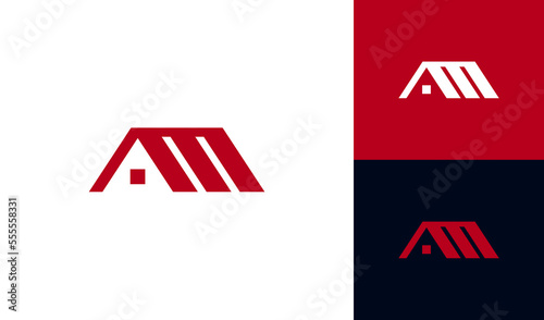 Letter AM house roof logo design