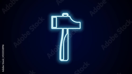 Wallpaper Mural Glowing neon line Hammer icon isolated on black background. Tool for repair. 4K Video motion graphic animation Torontodigital.ca