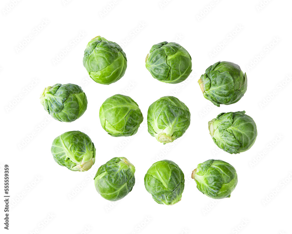 Group of Brussel Sprouts isolated on transparent png - obrazy, fototapety, plakaty 