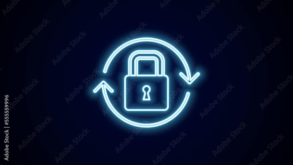 Glowing neon line Lock icon isolated on black background. Padlock sign. Security, safety, protection, privacy concept. 4K Video motion graphic animation Glowing neon line Lock icon isolated on black background. Padlock sign. Security, safety, protection, privacy concept. 4K Video motion graphic animation