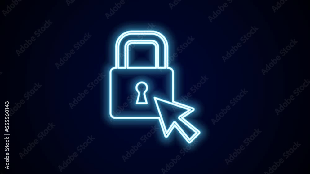 Glowing neon line Lock icon isolated on black background. Padlock sign. Security, safety, protection, privacy concept. 4K Video motion graphic animation Glowing neon line Lock icon isolated on black background. Padlock sign. Security, safety, protection, privacy concept. 4K Video motion graphic animation