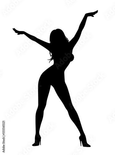 Sexy Woman Dancing Female Curvy Busty Body Figure Stripper Silhouette VECTOR EPS SVG AI Cut File	
