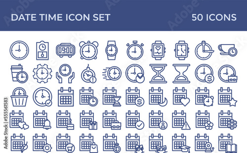 Date and Time Line Icon Set