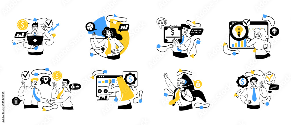 Fototapeta premium Set of business activity scenes