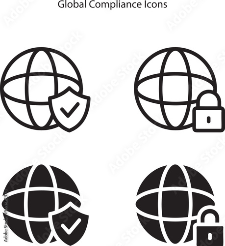 Global Compliance icon. Line style element on white background. Thin Global Compliance icon for templates, infographics.