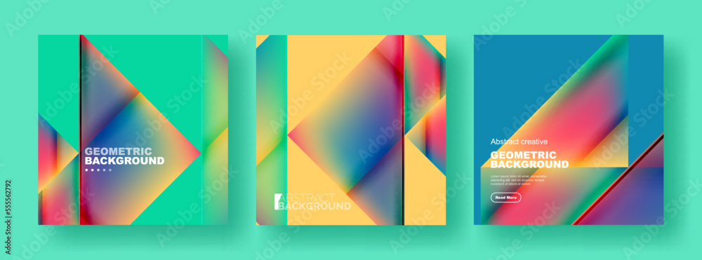 Set of abstract backgrounds - overlapping triangles with fluid gradients design. Collection of covers, templates, flyers, placards, brochures, banners Set of abstract backgrounds - overlapping triangles with fluid gradients design. Collection of covers, templates, flyers, placards, brochures, banners