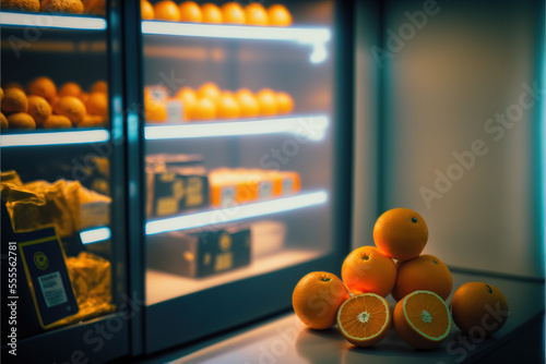 a photography of oranges in a fruit shop created by Generative AI © Ridho Mrr