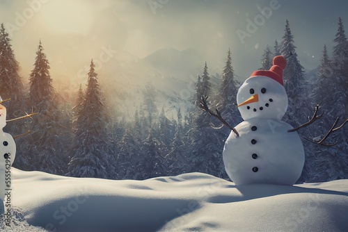 Winter landscape with Snowman © CREATIVE STOCK