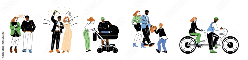 Fototapeta premium Set of Family lifestyle activity