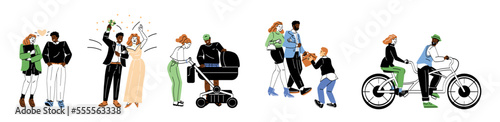 Set of Family lifestyle activity