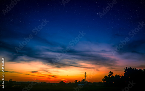 sunset sky with silhouette