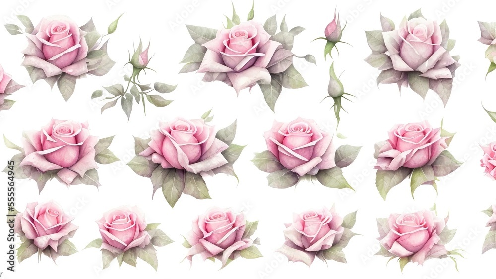 Watercolor roses clip art, hand painted watercolor mockup clipart template of roses.