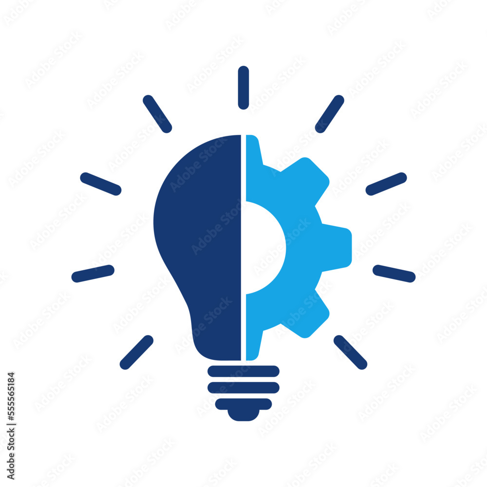 Light bulb with cogwheel symbol