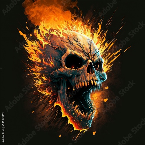 Fotografia The flaming skull screams epic