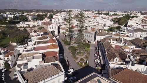 Orbit Shot Of Tavira Downtown, Beautiful Tourists Attraction In Portugal