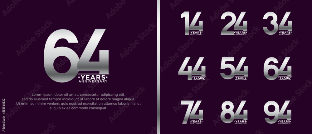 set of anniversary logo style silver color on dark background for special moment set of anniversary logo style silver color on dark background for special moment