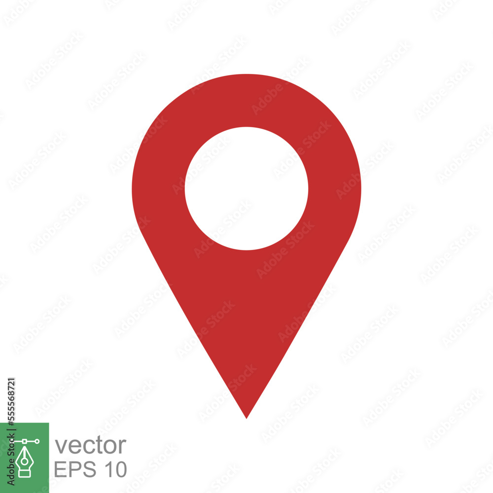 Location pin icon. Simple flat style. Red map point, place marker, position mark, tag, pointer, navigation concept. Vector illustration isolated on white background. EPS 10. Location pin icon. Simple flat style. Red map point, place marker, position mark, tag, pointer, navigation concept. Vector illustration isolated on white background. EPS 10.