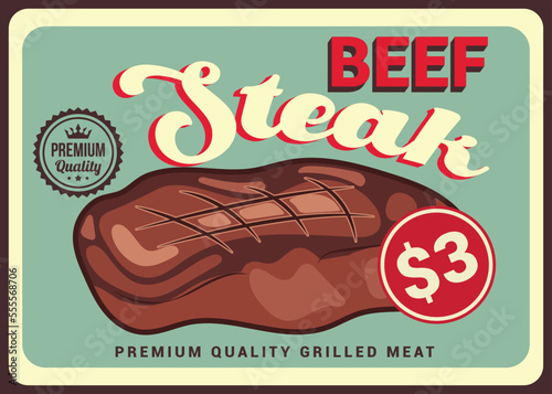 Beef steak advertisement poster design vector template