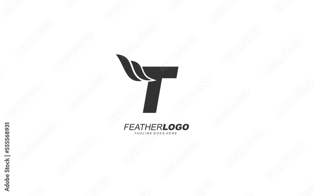 T logo wing for identity. feather template vector illustration for your brand. T logo wing for identity. feather template vector illustration for your brand.