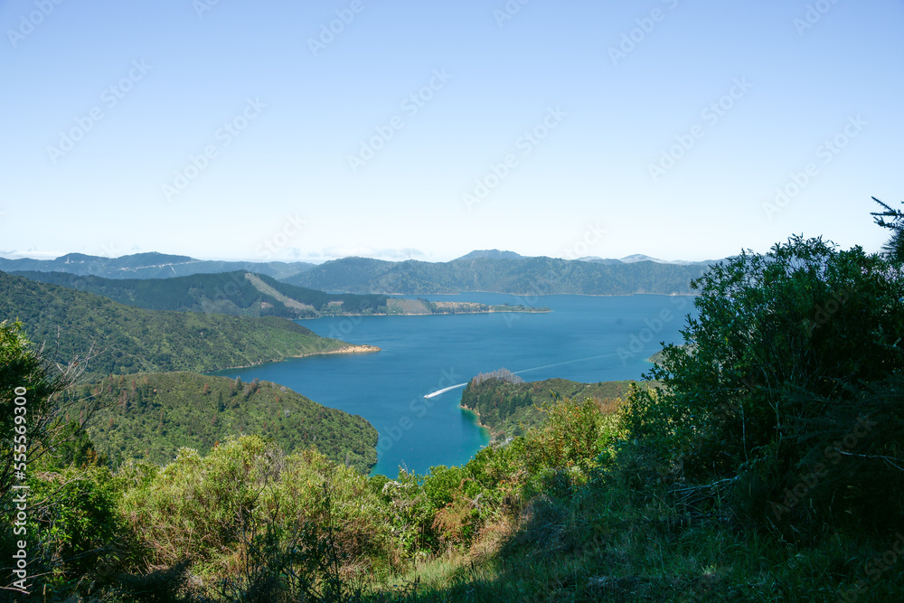 Scenic Marlborough Sounds view from Queen Charlotte Track walk