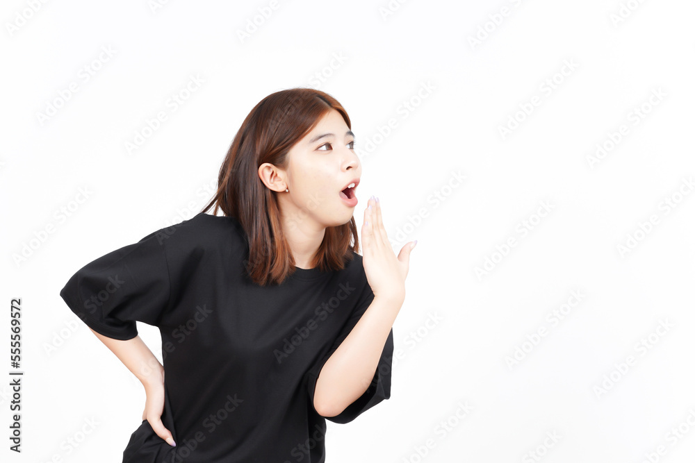 WOW Face Expression Side View Of Beautiful Asian Woman Isolated On White Background WOW Face Expression Side View Of Beautiful Asian Woman Isolated On White Background