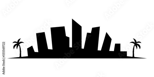 Icono de silueta de ciudad. Arquitectura panorámica. Silueta de edificios de ciudad. Ilustración vectorial