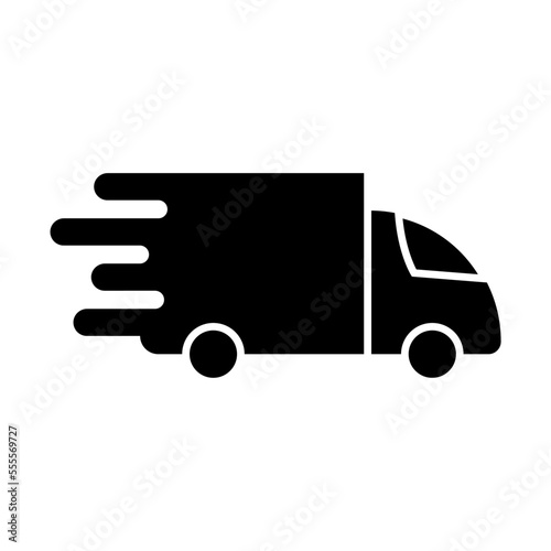 Icono de camión de entregas. Vehículo de transporte pesado. Concepto de servicio de entregas a domicilio. Velocidad. Ilustración vectorial