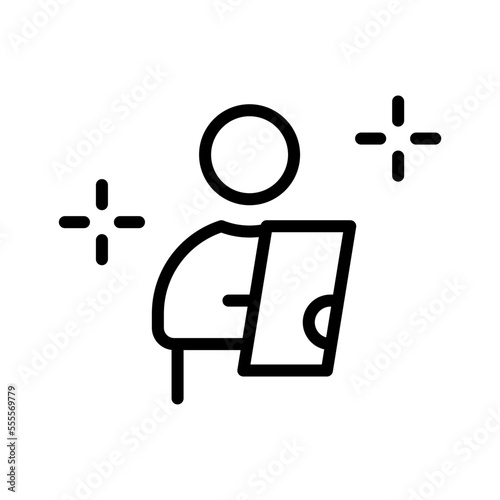 Icono de formación empresarial. Persona escribiendo notas. Ilustración vectorial