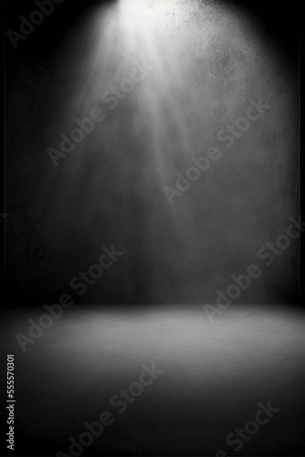 Empty dark abstract cement wall and gradient studio room with smoke