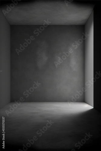 Empty dark abstract cement wall and gradient studio room with smoke
