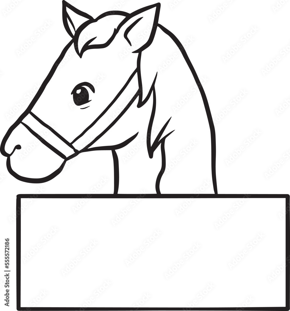 horse cartoon animal cute kawaii doodle line drawing coloring page, horse horse cartoon animal cute kawaii doodle line drawing coloring page, horse