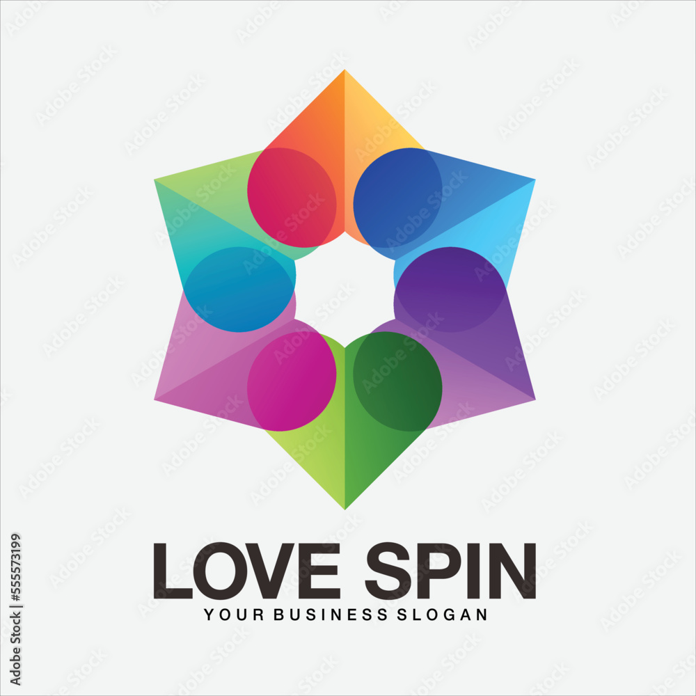 Gradient Love spin vector design template logo icon Gradient Love spin vector design template logo icon